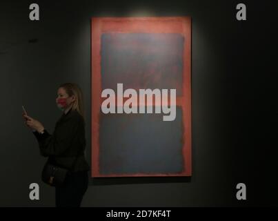 New York, United States. 23rd Oct, 2020. An untitled Mark Rothko painting is on display at a press preview for Sotheby's marquee New York Evening Sales of Impressionist, Modern and Contemporary Art in New York City on Friday, October 23, 2020. These back-to-back Evening Sales will take place next Wednesday, October 28 and will be livestreamed globally on Sothebys.com Photo by John Angelillo/UPI Credit: UPI/Alamy Live News Stock Photo