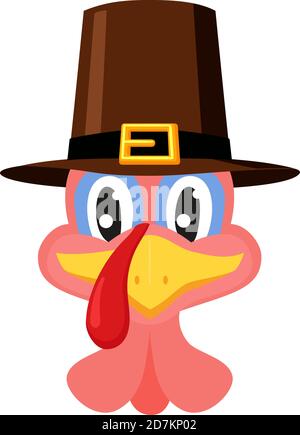 Cartoon pilgrim turkey in a hat Stock Vector