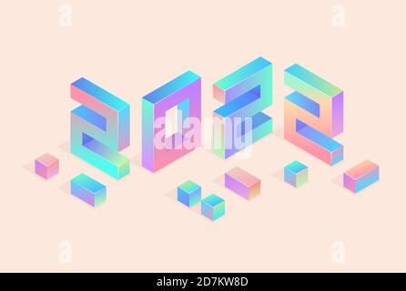 Happy New Year 2022 design vector, 2022 isometric banner template. 2022 happy new year symbols Greeting card artwork, brochure template. Stock Vector