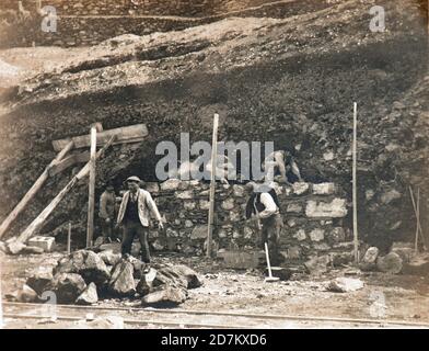 Civil works for the new hydro power plant in Grosotto, Valtellina, Italy (1908) Stock Photo