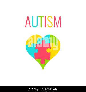 Autism awareness poster with heart, conceptual illustration. Stock Photo