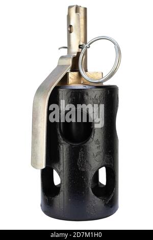 riot flashbang (stun) grenade isolated on white Stock Photo
