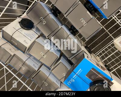 Orlando,FL/USA-10/14/20: A bin of Ring doorbell for sale at a Best Buy chain retail electronics store. Stock Photo