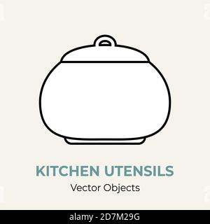 Sugar bowl pot container simple form vector illustration. Vector line illustration isolated logo icon menu banner flayer Stock Vector