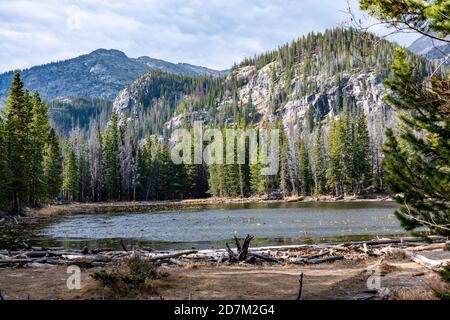 Nymph Lake in Rocky Mountain National Park Stock Photo