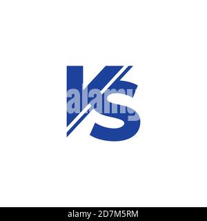 letter vs simple slice linked geometric logo vector Stock Vector
