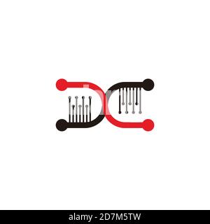 abstract letter cc linked dna symbol logo vector Stock Vector