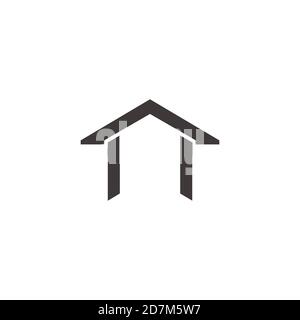 simple home roof arrow geometric line symbol vector Stock Vector