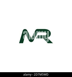 letter mr simple green linked geometric logo vector Stock Vector