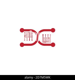 abstract letter sc science dna symbol logo vector Stock Vector