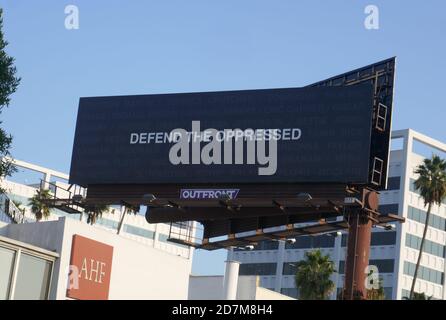 West Hollywood, California, USA 23rd October 2020 A general view of atmosphere of Defend The Oppressed Billboard on October 23, 2020 in West Hollywood, California, USA. Photo by Barry King/Alamy Stock Photo Stock Photo