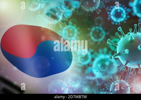 Korean Flag and Coronavirus Stock Photo