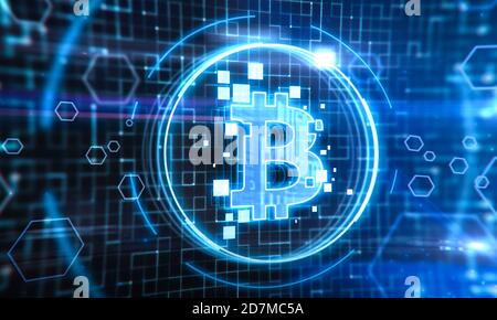 Bitcoin and Blockchain Stock Photo