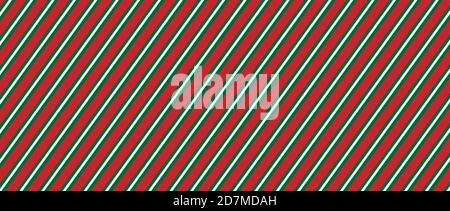 Red and green striped vector Christmas wrapping paper background for holiday themes. Stock Vector