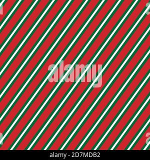 Red and green striped vector Christmas wrapping paper background for holiday themes. Stock Vector