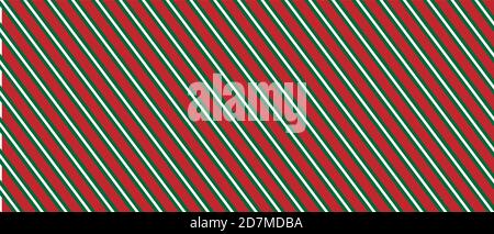 Red and green striped vector Christmas wrapping paper background for holiday themes. Stock Vector