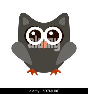 Owl funny stylized icon symbol gray colors Stock Vector