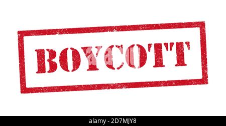 Vector illustration of the word Boycott red ink stamp Stock Vector