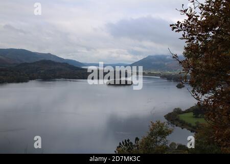 high view over lakes on a cloudy day Stock Photo