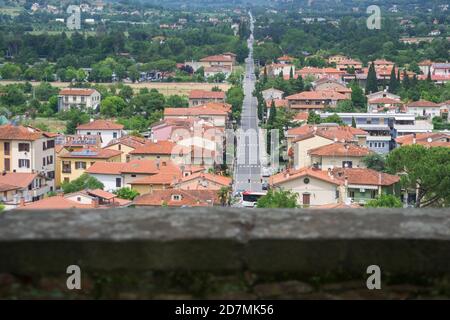 view of the city of arezzo outside the ancient defense walls Stock Photo