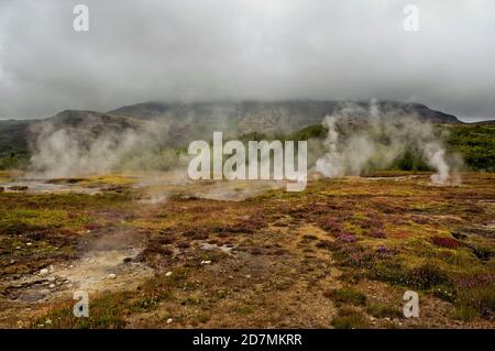 The island sits on one of the earth’s 'hot spots,' resulting in a lot of geothermal activity. Stock Photo