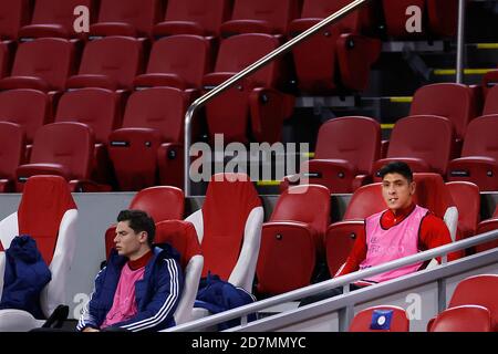 Amsterdam, Netherlands. 21st Oct, 2020. AMSTERDAM, 21-10-2020, JohanCruyff Arena, Champions League Football season 2020/2021 between Ajax vs Liverpool FC 0-1. Edson Alvarez on the bench Credit: Pro Shots/Alamy Live News Stock Photo