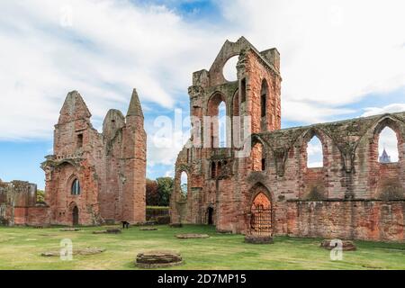 Arbroath Abbey, in the Scottish town of Arbroath, was founded in 1178 by King William the Lion for a group of Tironensian Benedictine monks from Kelso Stock Photo