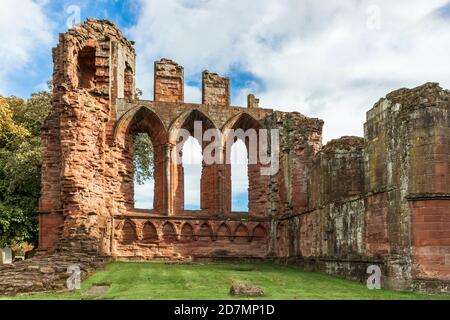 Arbroath Abbey, in the Scottish town of Arbroath, was founded in 1178 by King William the Lion for a group of Tironensian Benedictine monks from Kelso Stock Photo