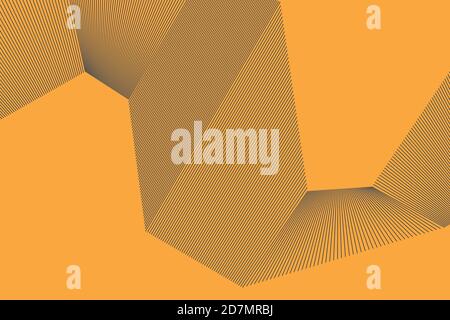 Abstract background pattern made with repeated lines forming geometric shapes in 3 dimensions. Simple, modern and architectural vector art in yellow c Stock Photo