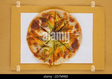 pizza with courgette flowers Stock Photo
