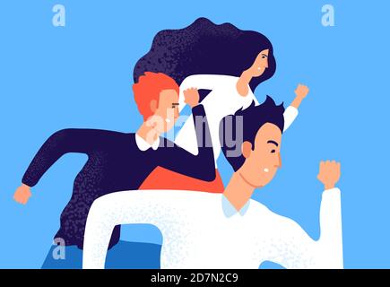 Running business team. Professional corporate competition, opponent workers run to success. Employees in race. Rivalry vector concept. Illustration of team run, businesswoman man race, people teamwork Stock Vector