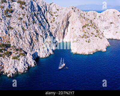 Aerial view of Beş Adalar Cape Gelidonia Antalya Turkey Stock Photo