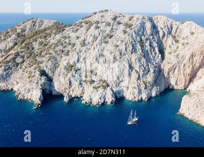 Aerial view of Beş Adalar Cape Gelidonia Antalya Turkey Stock Photo