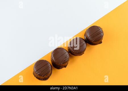 Brazilian honey cakes ordered in a diagonal line. Stock Photo