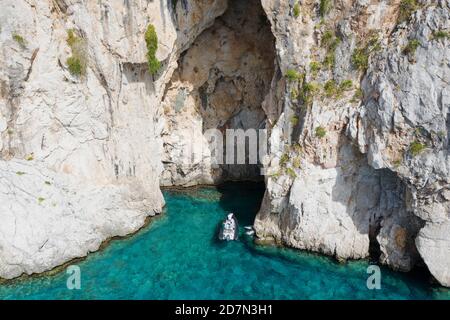 Aerial view of a marine cave Bozburun Peninsula Marmaris Turkey. Stock Photo