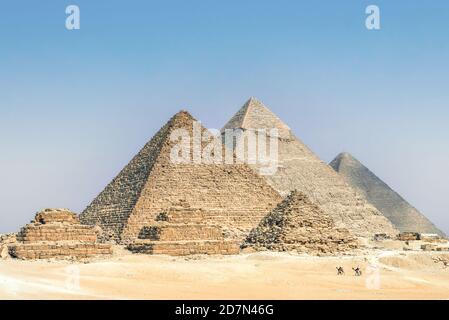 The Pyramids of Khafre and Khufu, Giza Necropolis (Unesco World Heritage List, 1979), Egypt. Egyptian civilisation, Old Kingdom, Dynasty IV. Stock Photo