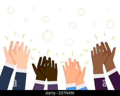 Applause flat illustration. International people hands clapping vector concept. Applause gesture, people support clap Stock Vector