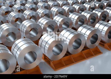 3d rendering roll of steel sheets in factory Stock Photo - Alamy