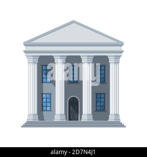 Vector flat public building icon. Administrative city building isolated on white background. Illustration of government architecture house design, exterior city hall Stock Vector