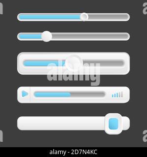 Web buttons, vector interface sliders of collection. Button slider round for app interface illustration Stock Vector