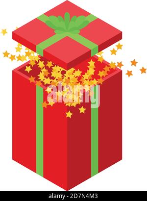 Christmas gift box icon. Isometric of Christmas gift box vector icon for web design isolated on white background Stock Vector