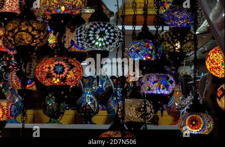 traditional Turkish lanterns at a market Stock Photo