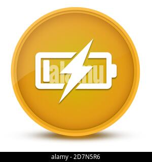 Battery Charging luxurious glossy yellow round button abstract illustration Stock Photo