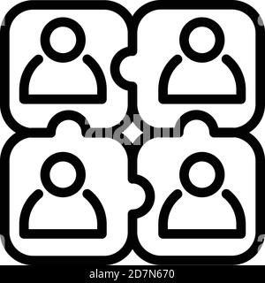 Puzzle group adaptation icon. Outline puzzle group adaptation vector icon for web design isolated on white background Stock Vector