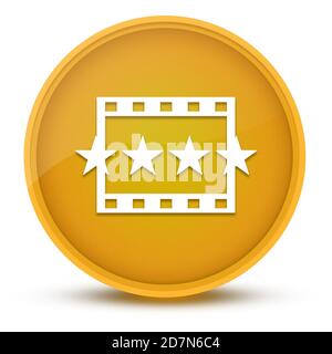 Movie reviews luxurious glossy yellow round button abstract illustration Stock Photo