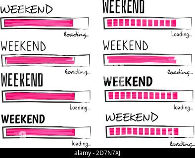 Weekend loading. Happy friday meme quote business funny vector design. Illustration of weekend positiveness, motivational load Stock Vector