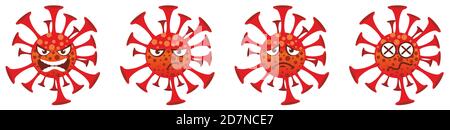 Corona Virus covid-19 2d Emotional face illustration Stock Vector