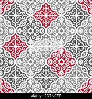 Seamless Abstract Floral Carpet Texture, Vector Textile Pattern, Ethnic Exotic Oriental Ornament Stock Vector