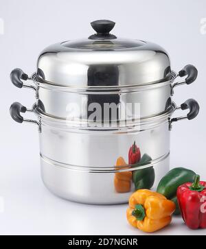 stainless steel steamer Stock Photo