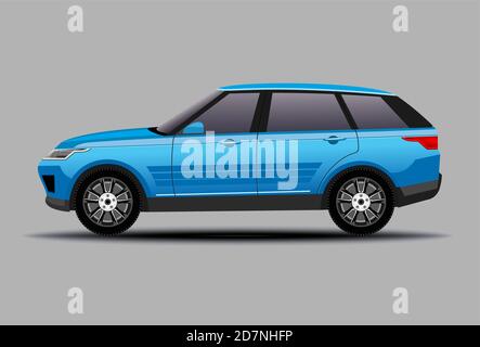 Car suv. Auto side view blue vehicle. Vector illustration Stock Vector